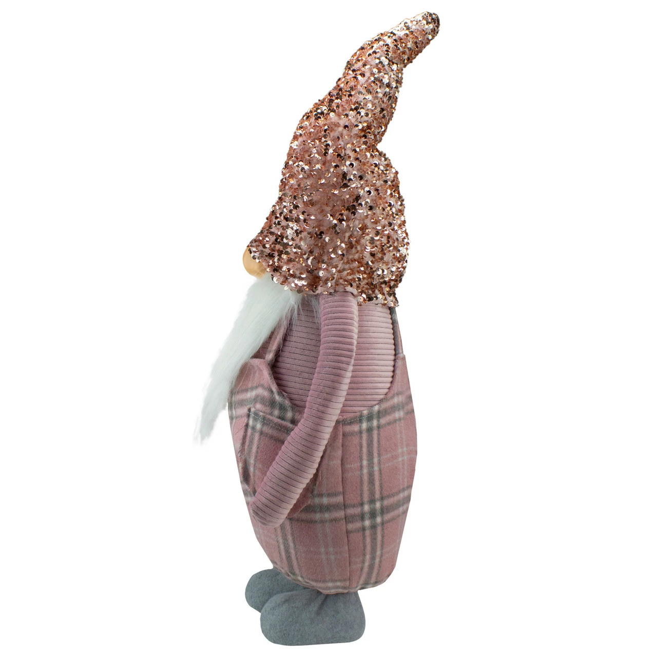 Northlight 30" Pink And Gray Plaid Tall Christmas Gnome Tabletop Figure 3 Northlight 30" Pink And Gray Plaid Tall Christmas Gnome Tabletop Figure - Image 3