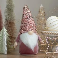 Alternative view of Northlight 12" Pink And Rose Gold Christmas Gnome Tabletop Figure