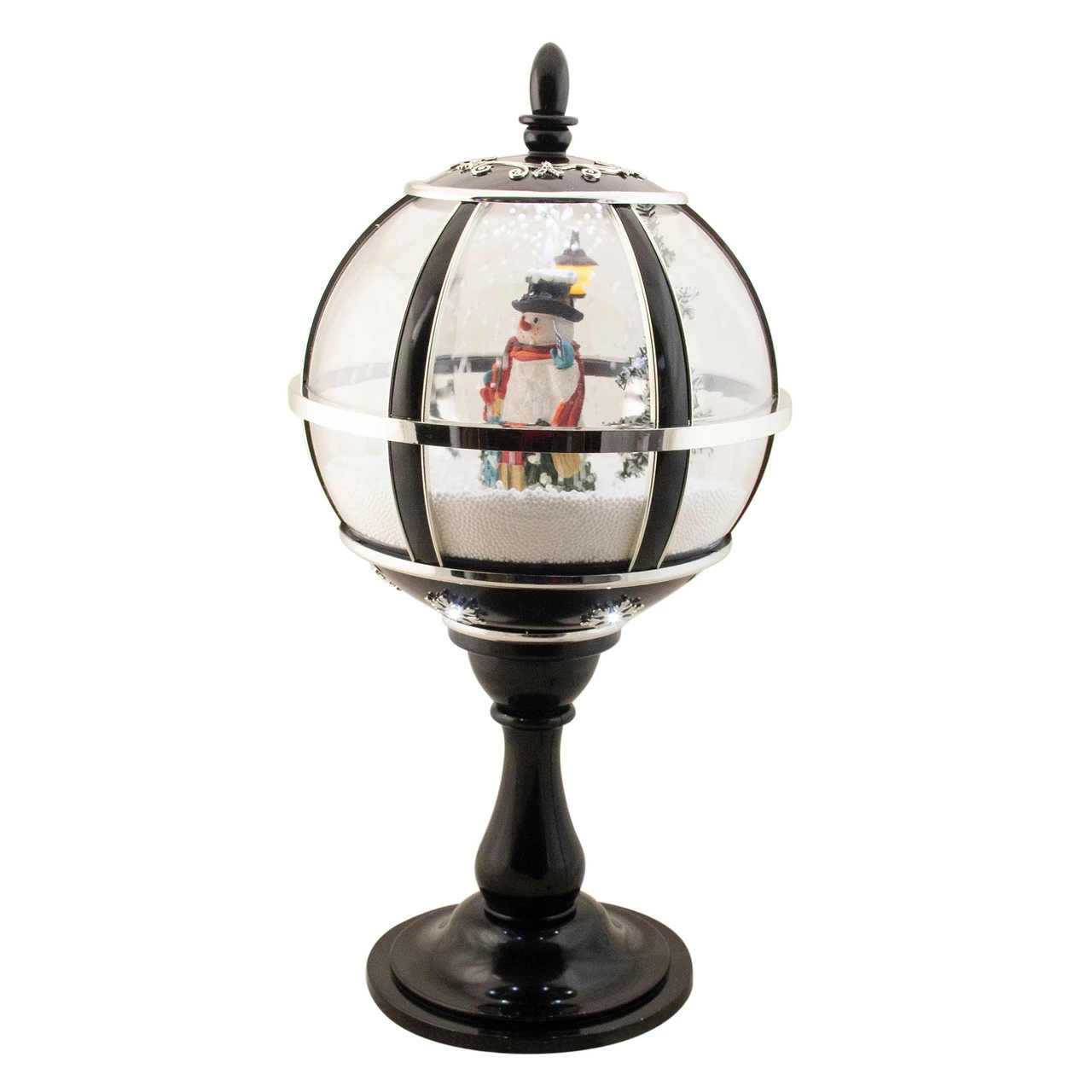 Northlight 23.5" Black Lighted Musical Snowing Snowman Christmas Table Top Street Lamp - Image 3