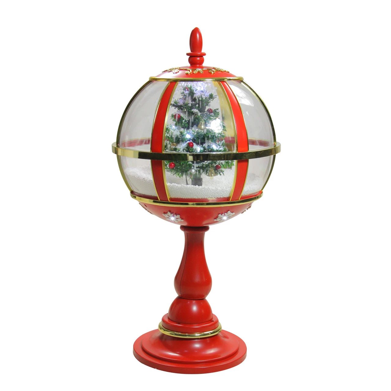 Northlight 23.5" Lighted Red Musical Snowing Christmas Tree Street Lamp