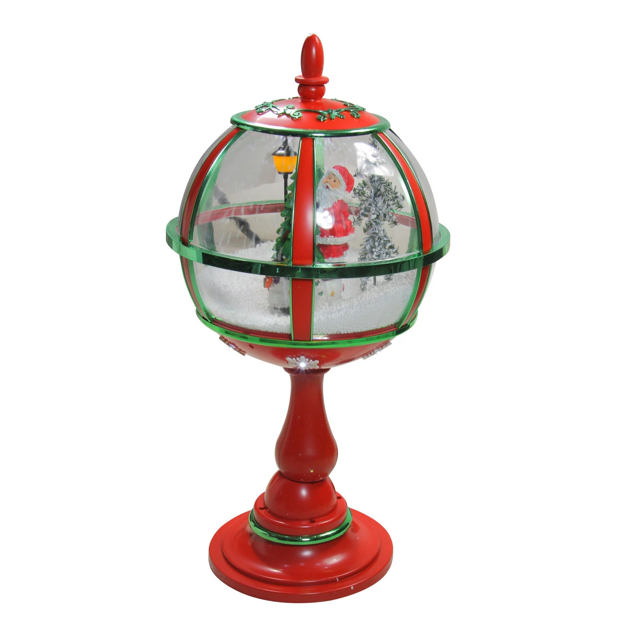 Northlight 23.5" Lighted Red Musical Snowing Santa With Christmas Tree Street Lamp - Image 2