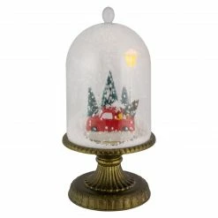Northlight 13.5" LED Lighted Snowing Musical Retro Truck Under Cloche Christmas Decoration