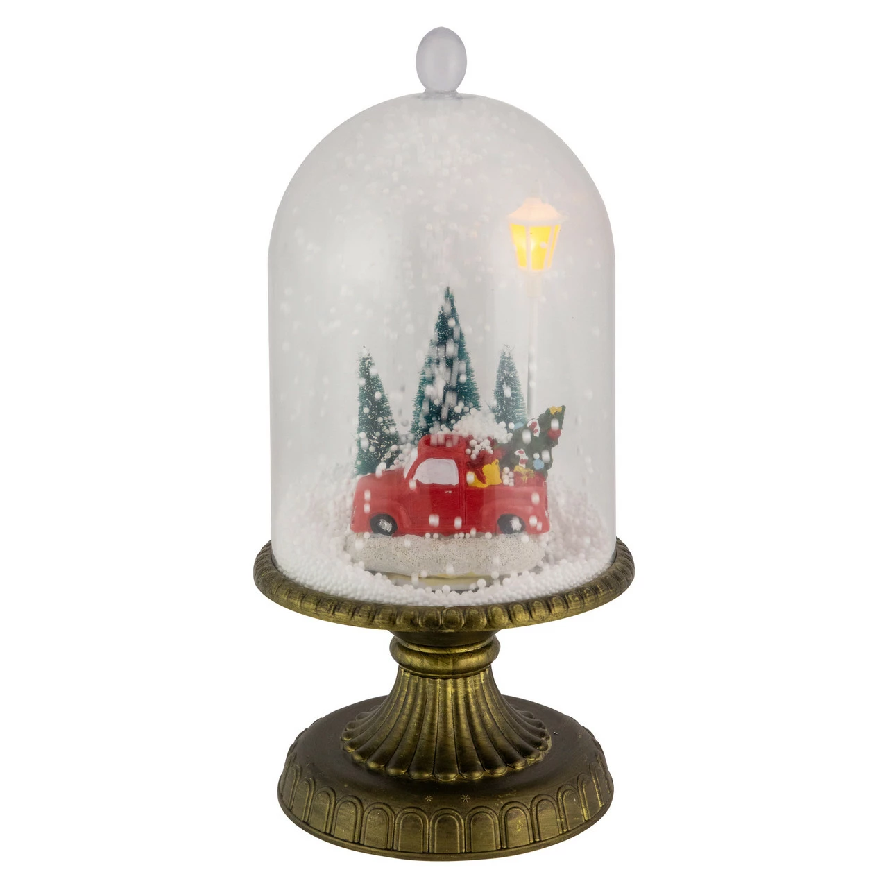 Northlight 13.5" LED Lighted Snowing Musical Retro Truck Under Cloche Christmas Decoration