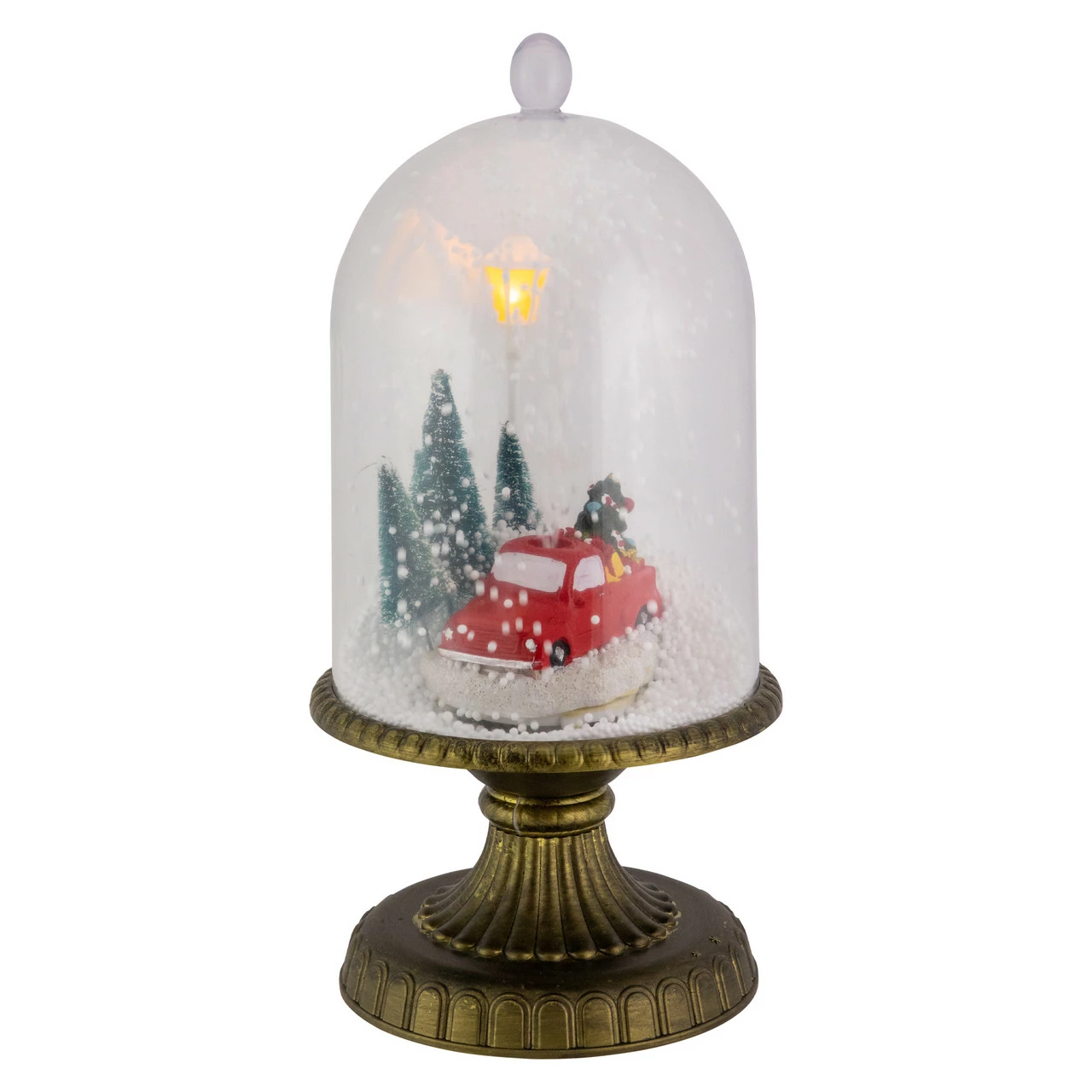 Northlight 13.5" LED Lighted Snowing Musical Retro Truck Under Cloche Christmas Decoration - Image 4