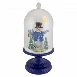 Northlight 13.5" LED Lighted Snowing Musical Snowman Under Cloche Christmas Decoration