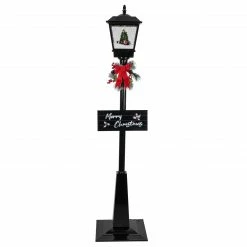 Northlight 70.75" Lighted Musical Snowing Santa And Friends Christmas Street Lamp