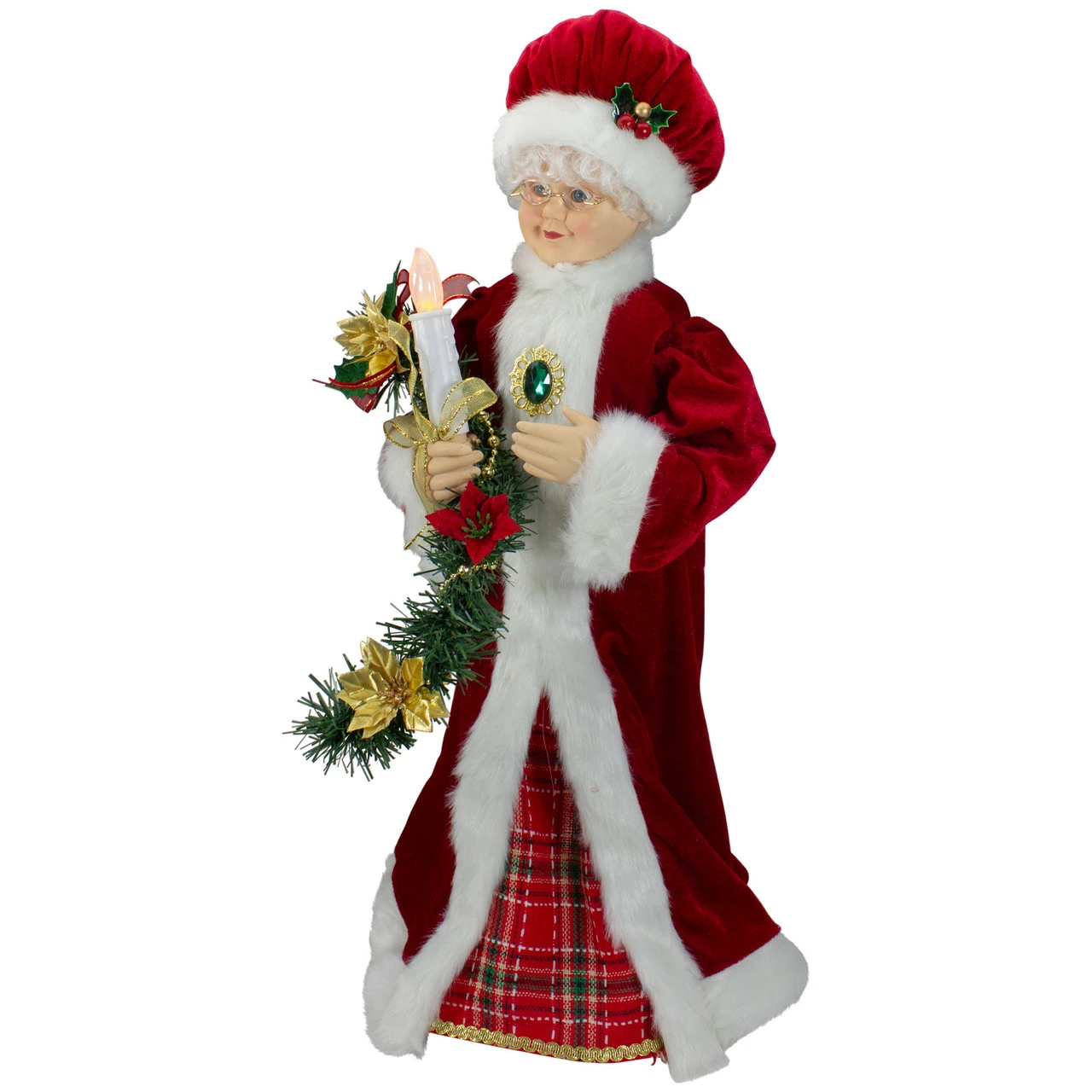 Northlight 24-Inch Animated Mrs. Claus With Lighted Candle Musical Christmas Figure - Image 4