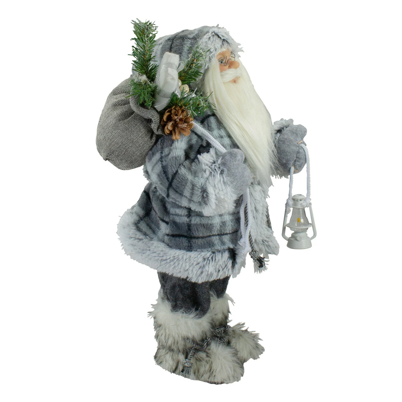 Northlight 18" Gray Standing Santa Christmas Figure With Lantern - Image 4