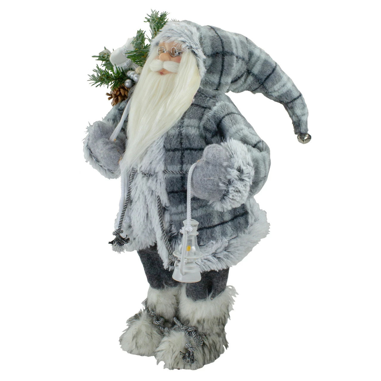 Northlight 18" Gray Standing Santa Christmas Figure With Lantern - Image 3