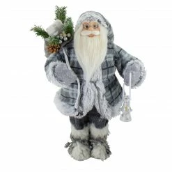 Northlight 18" Gray Standing Santa Christmas Figure With Lantern
