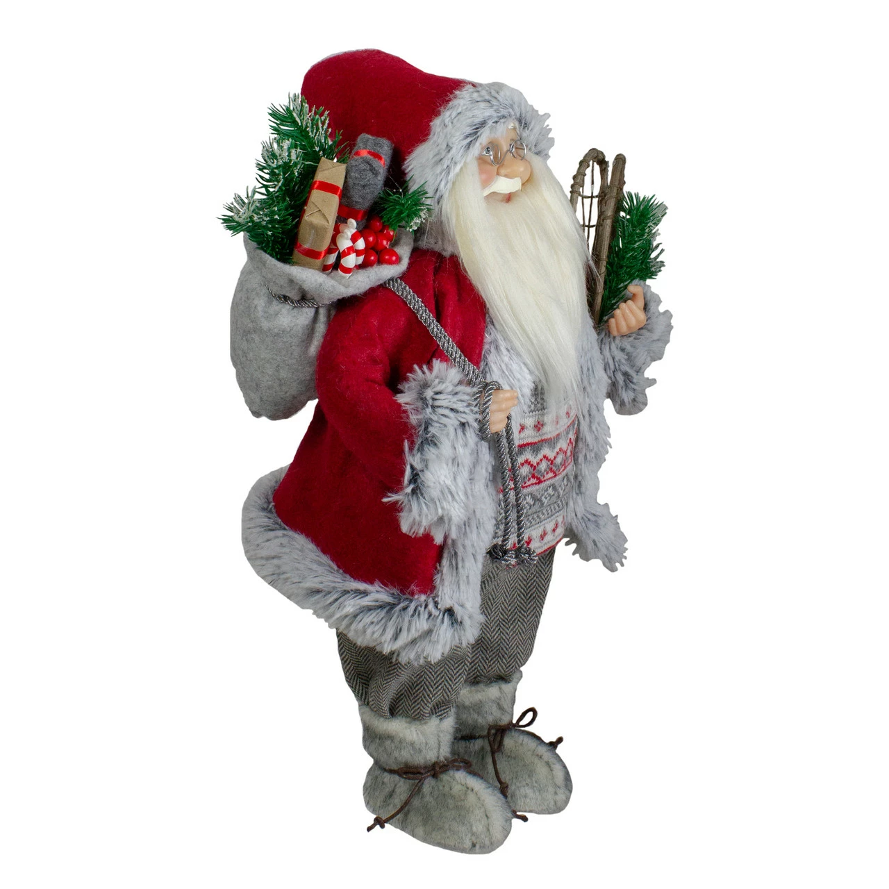 Northlight 18" Standing Santa Christmas Figure With Snow Shoes And Presents - Image 3
