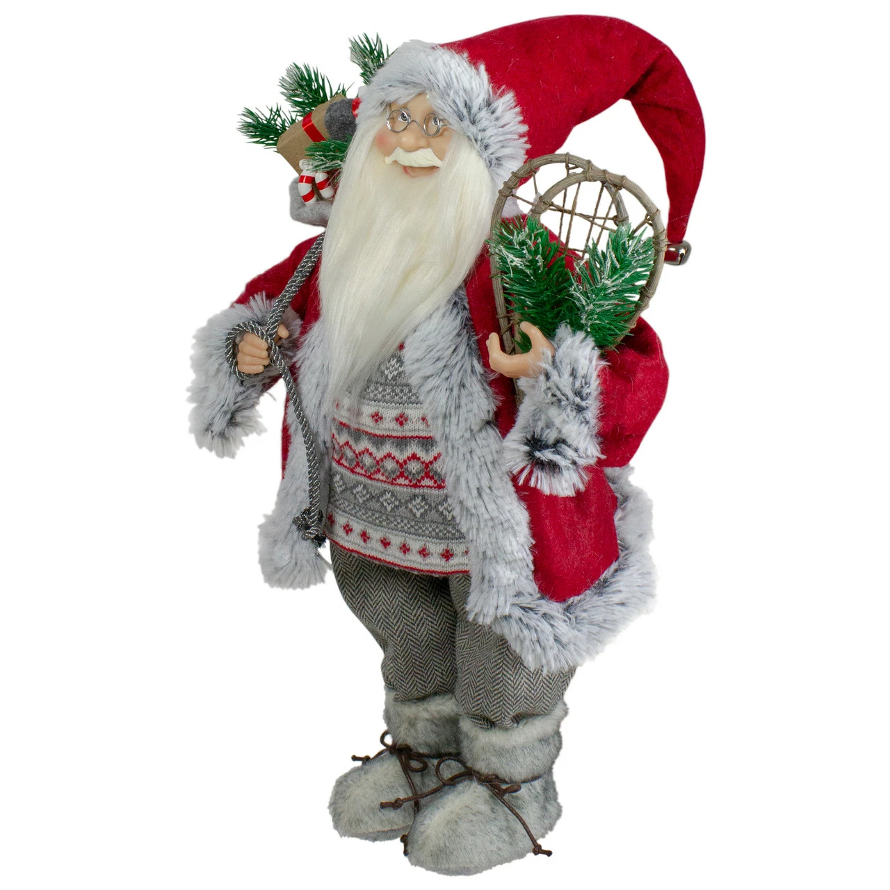 Northlight 18" Standing Santa Christmas Figure With Snow Shoes And Presents - Image 5