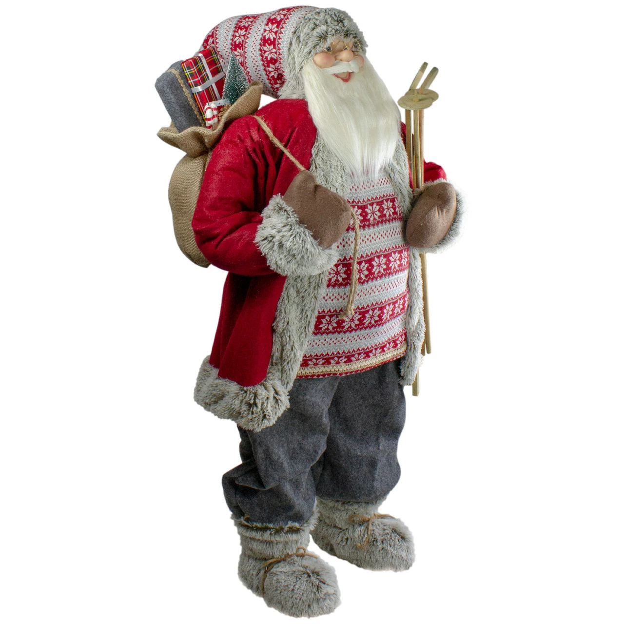 Northlight 4' Standing Santa Christmas Figure With Skis And Fur Boots - Image 2