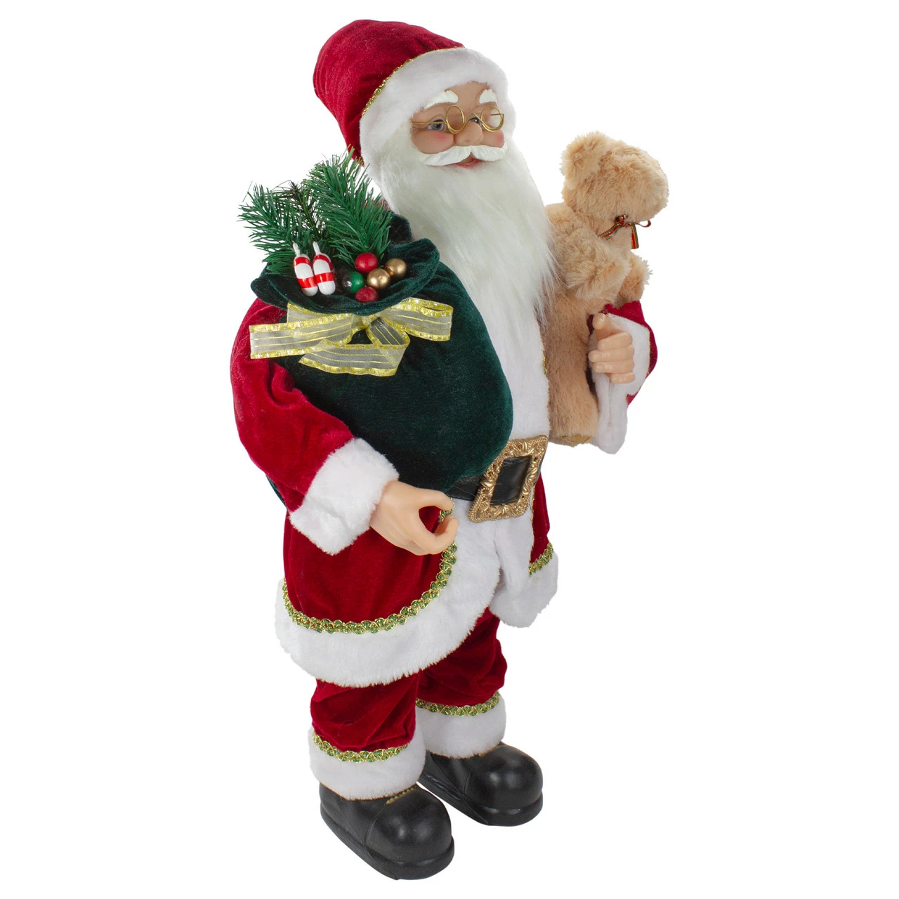 Northlight 2' Standing Santa Christmas Figure With A Plush Bear - Image 3
