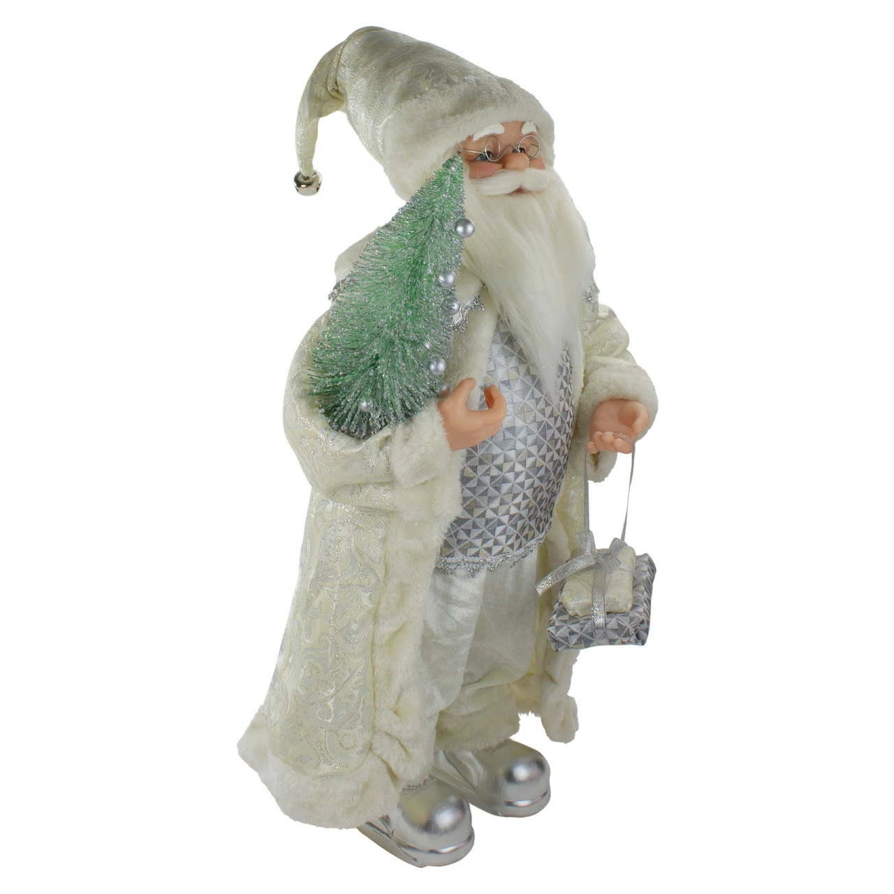 Northlight 2' Standing Santa Christmas Figure Carrying A Green Pine Tree - Image 3