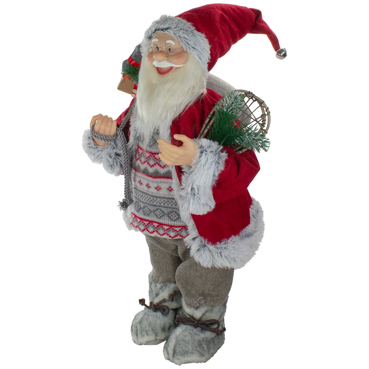 Northlight 2' Standing Santa Christmas Figure Carrying Snow Shoes And Presents - Image 4