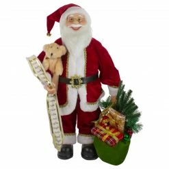 Northlight 2' Standing Santa Christmas Figure With Presents And A Naughty Or Nice List