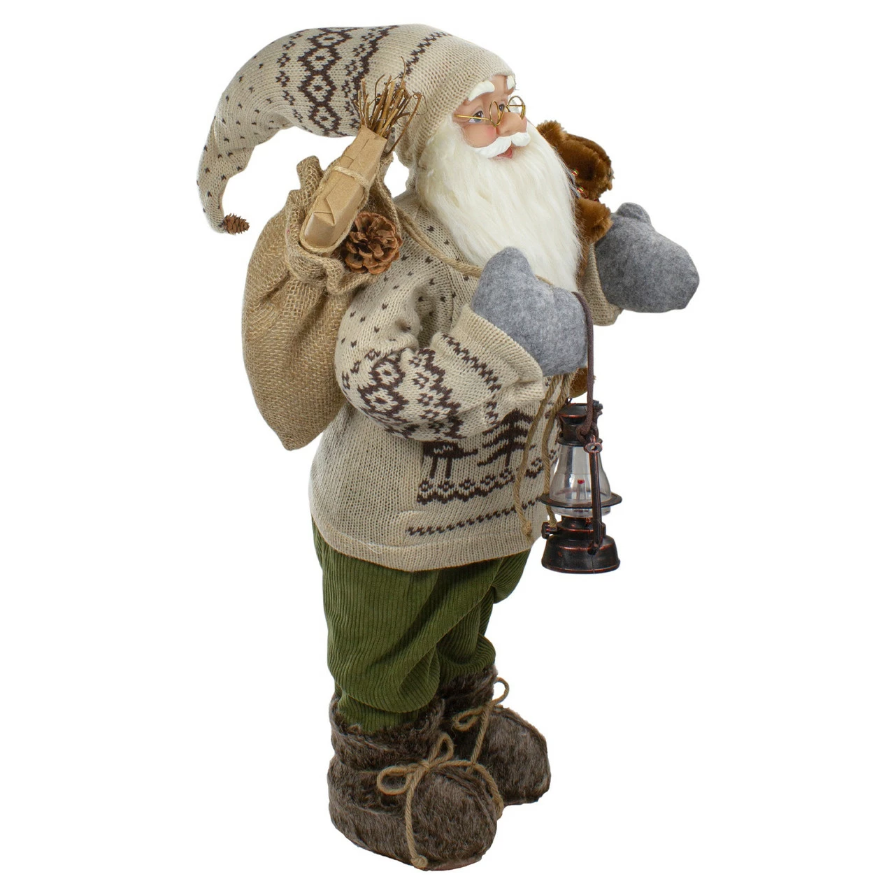 Northlight 2' Standing Santa Christmas Figure With A Plush Bear And Lantern - Image 4