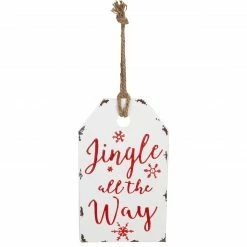 Northlight 12" White And Red Metal Distressed "Jingle All The Way" Christmas Wall Decor