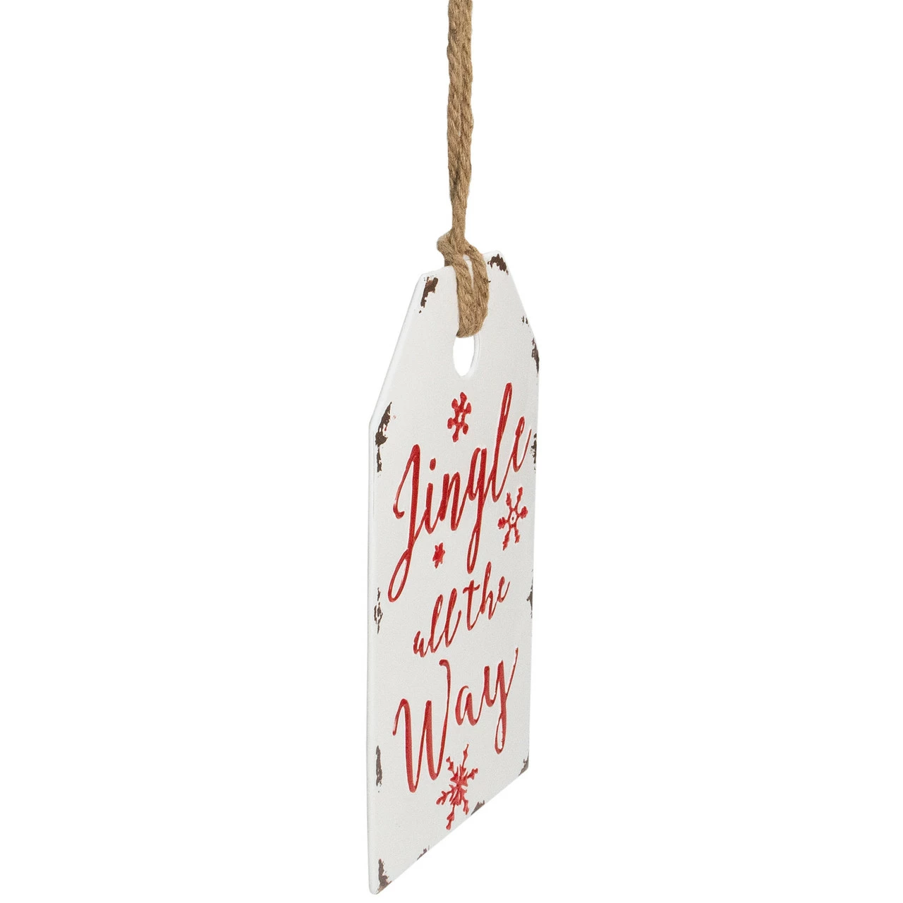 Northlight 12" White And Red Metal Distressed "Jingle All The Way" Christmas Wall Decor - Image 2