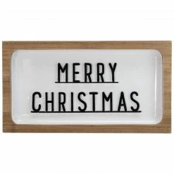 Northlight 13" White And Brown "Merry Christmas" 3D Wooden Christmas Wall Or Tabletop Decor