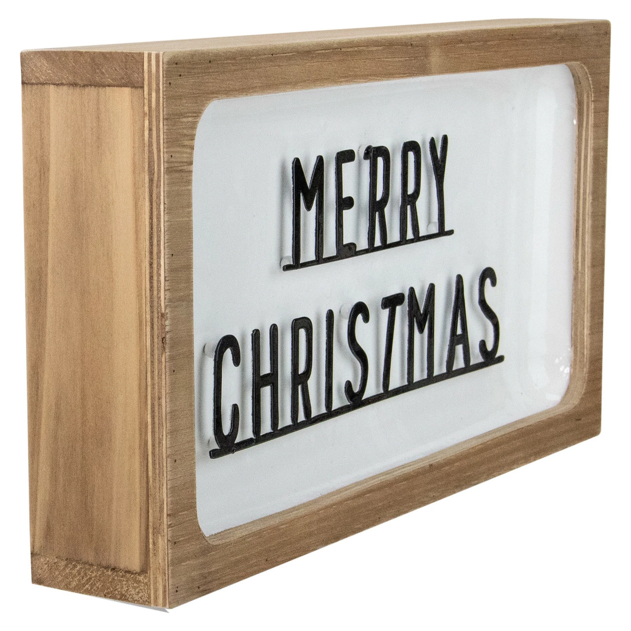 Northlight 13" White And Brown "Merry Christmas" 3D Wooden Christmas Wall Or Tabletop Decor - Image 3