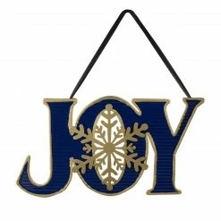 Northlight 16" Blue And Gold "JOY" Metal Christmas Wall Sign
