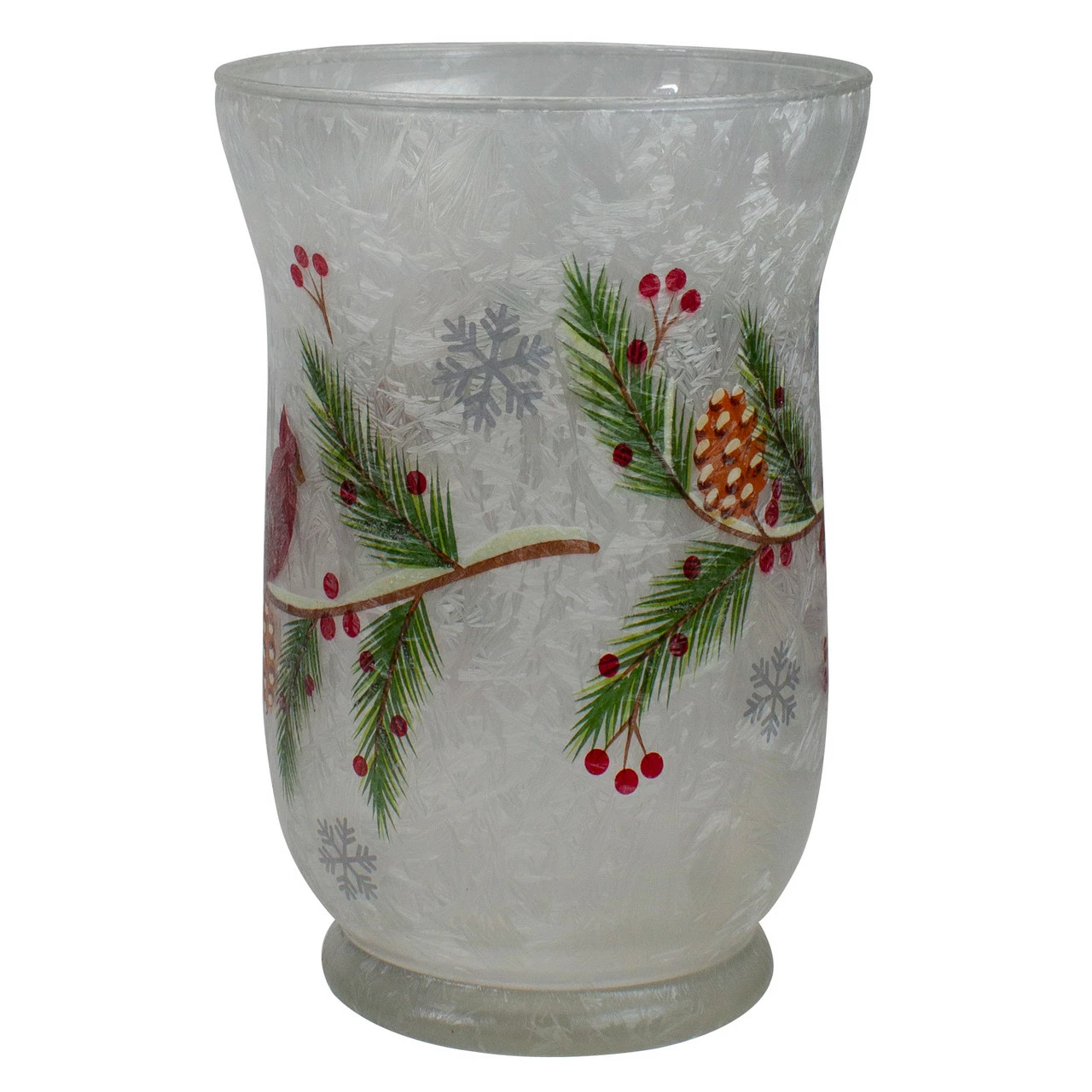 Northlight 4" Hand Painted Christmas Cardinal And Pine Flameless Glass Candle Holder 5 Northlight 4" Hand Painted Christmas Cardinal And Pine Flameless Glass Candle Holder - Image 5