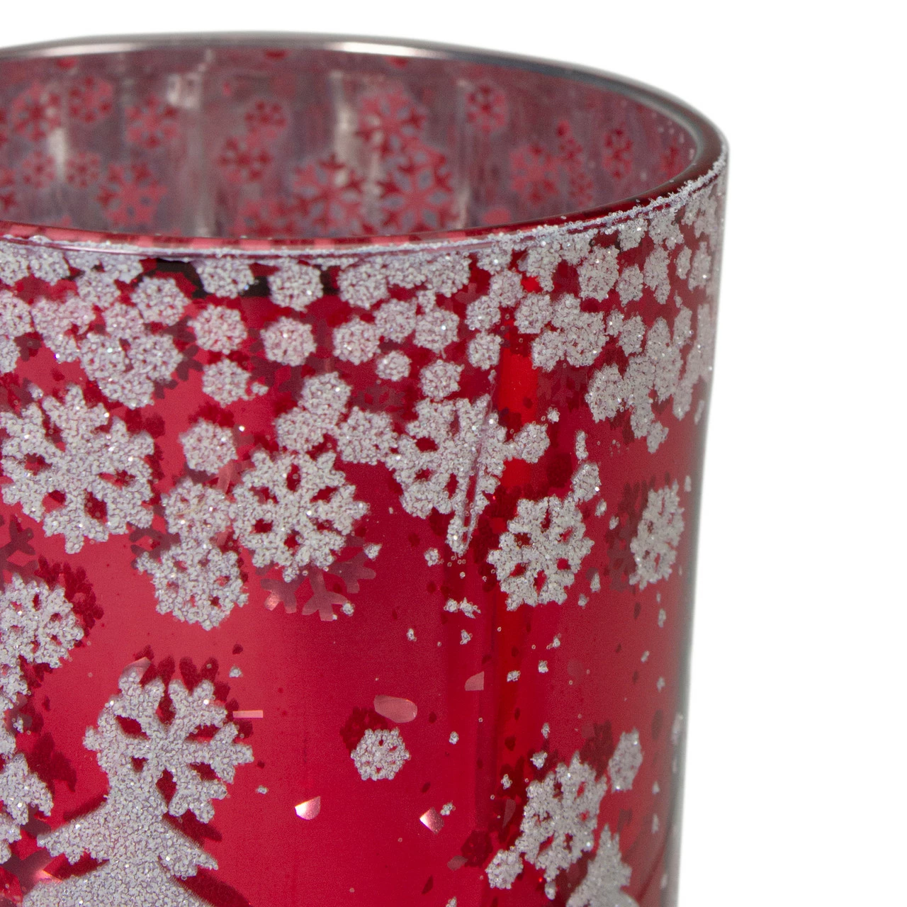 Northlight 3" Red And Shiny Silver Deer In Winter Woods Flameless Glass Candle Holder 4 Northlight 3" Red And Shiny Silver Deer In Winter Woods Flameless Glass Candle Holder - Image 4
