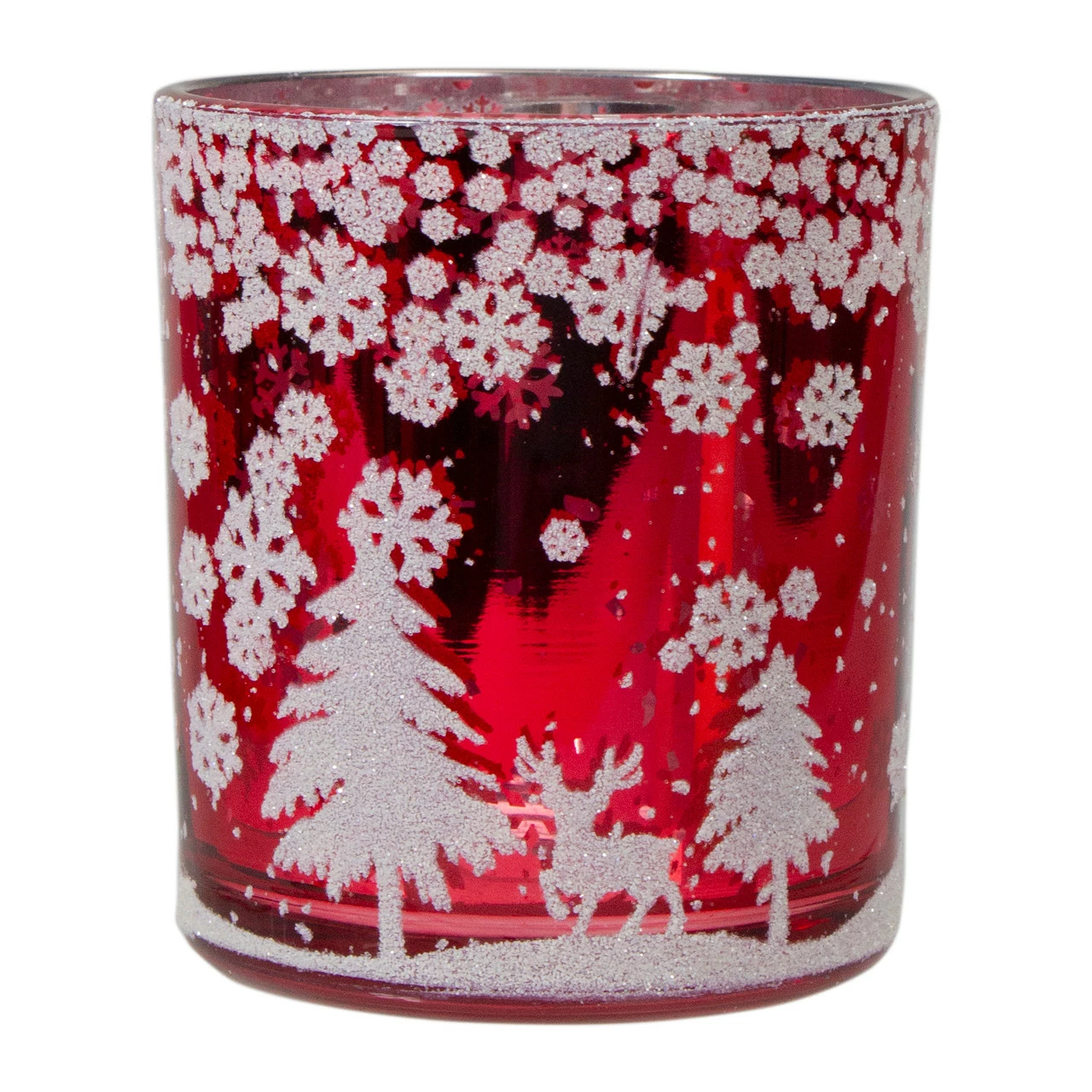 Northlight 3" Red And Shiny Silver Deer In Winter Woods Flameless Glass Candle Holder 1 Northlight 3" Red And Shiny Silver Deer In Winter Woods Flameless Glass Candle Holder