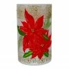 Northlight 10" Hand-Painted Red Poinsettias And Gold Flameless Glass Christmas Candle Holder
