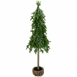Northlight 25.5-Inch Downswept Iced Artificial Christmas Tree Wood Base - Unlit