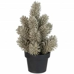 Northlight 8.5 Potted Champagne Metallic Glitter Artificial Pine Christmas Tree - Unlit