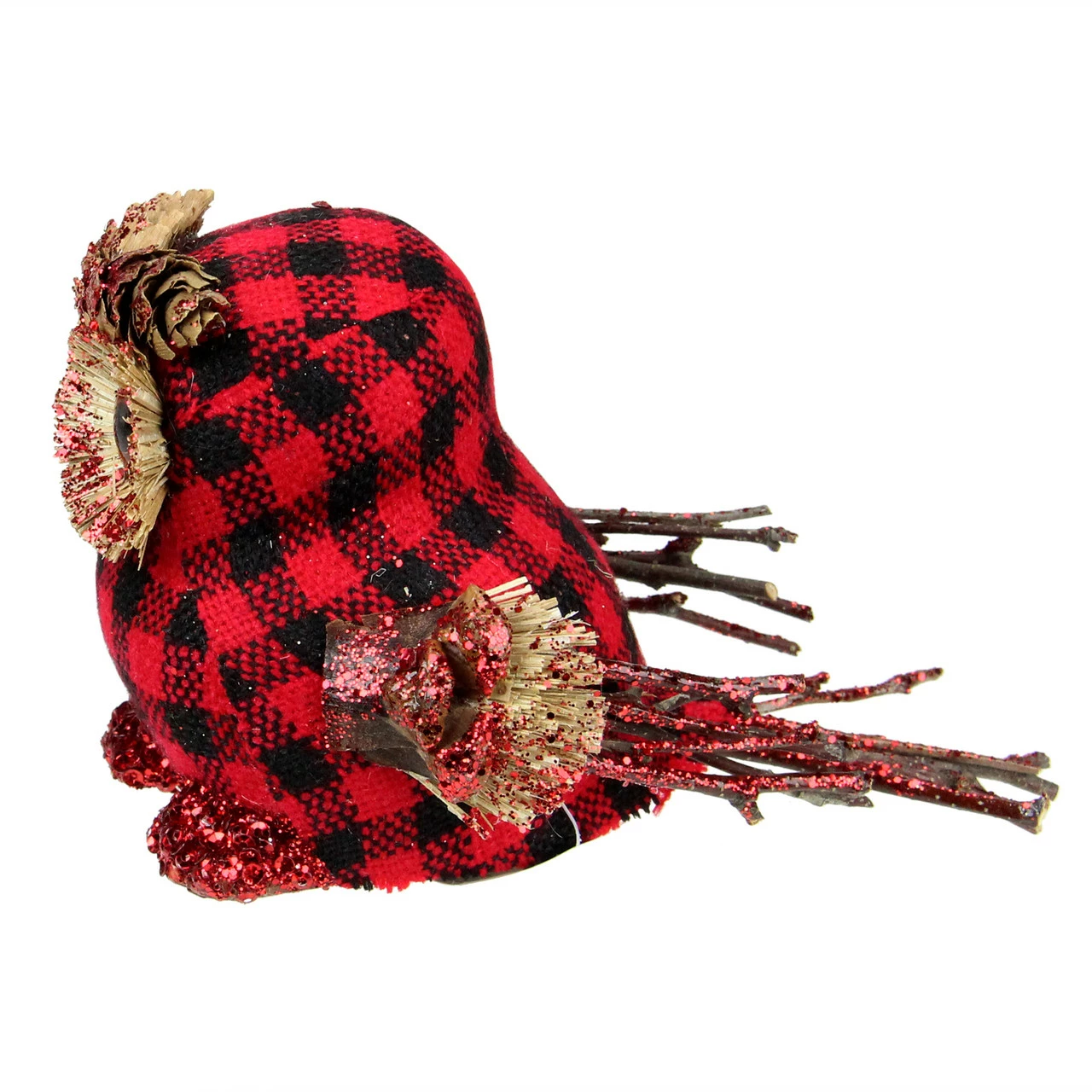 Northlight 3.5" Red And Black Buffalo Plaid Table-Top Embellished Owl - Image 2
