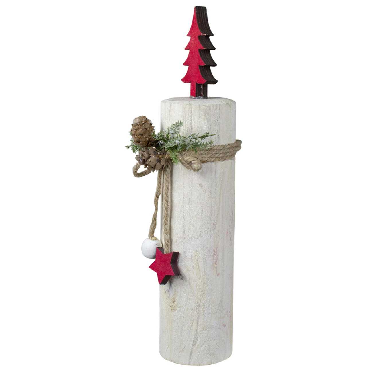 Northlight 10.75" Red Forest Tree On A Wooden Round Base With Pinecones Christmas Tabletop Decor - Image 4