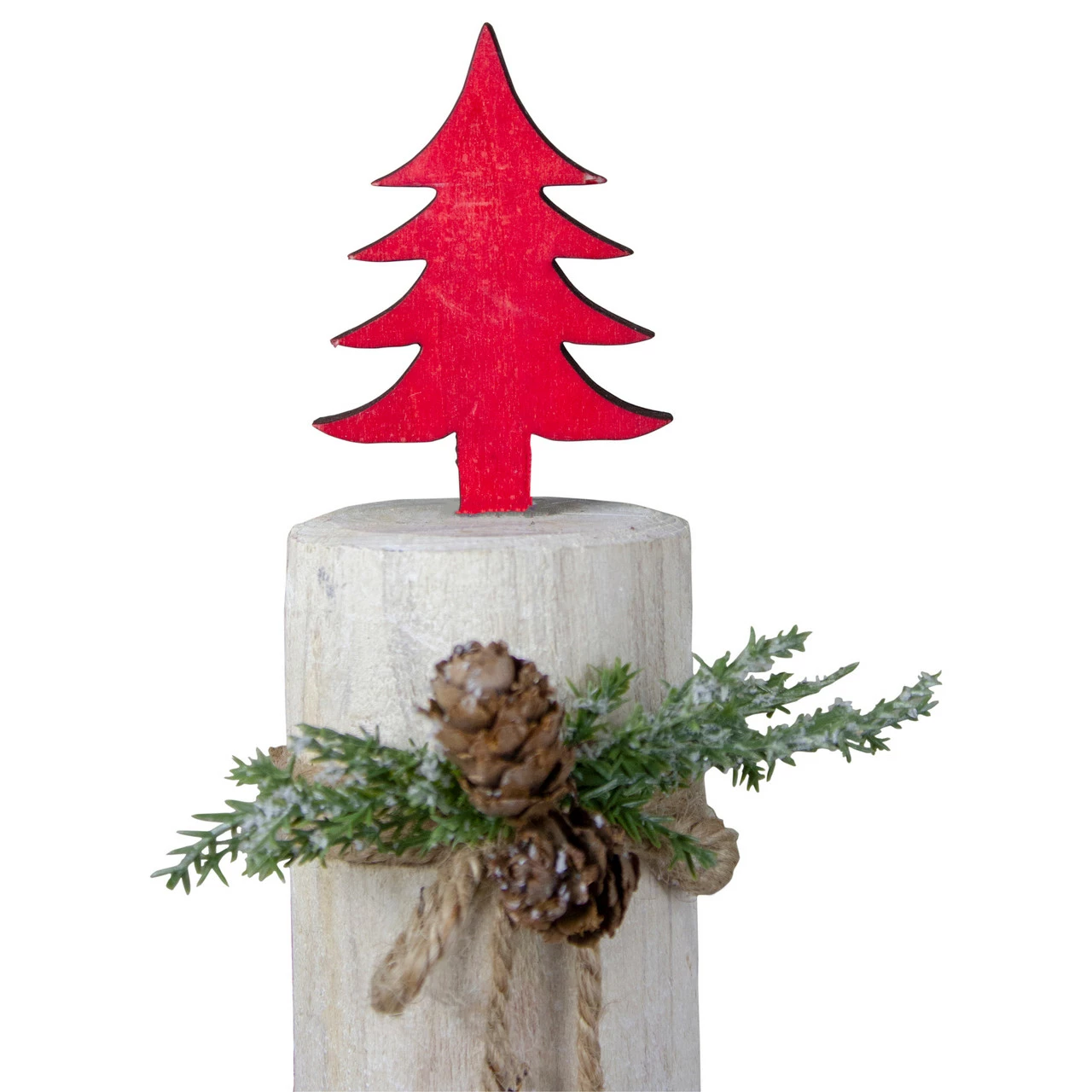 Northlight 10.75" Red Forest Tree On A Wooden Round Base With Pinecones Christmas Tabletop Decor - Image 3