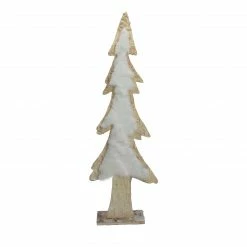 Northlight 14.5" Brown And White Wooden Tree Christmas Tabletop Decor