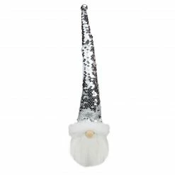 Northlight 13" Silver Sequin Santa With A Pointed Winter Hat Christmas Decor