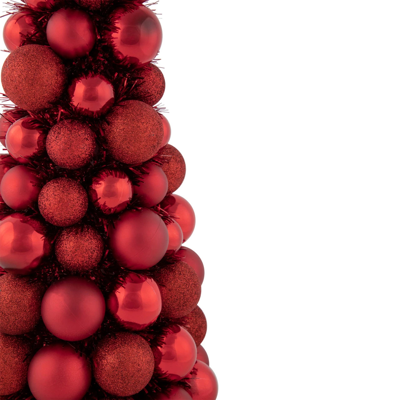 Northlight 15.75" Red 3-Finish Shatterproof Ball Christmas Tree With Tinsel 4 Northlight 15.75" Red 3-Finish Shatterproof Ball Christmas Tree With Tinsel - Image 4