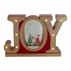 Northlight 11" LED Lighted Red And Gold Joy Christmas Glitter Snow Globe