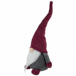 Northlight 18" Pink And Gray Standing Gnome Christmas Tabletop Decoration
