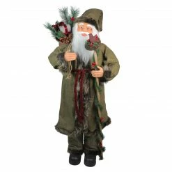 Northlight 48" Olive Green Santa Claus With Gift Bag Standing Christmas Figure