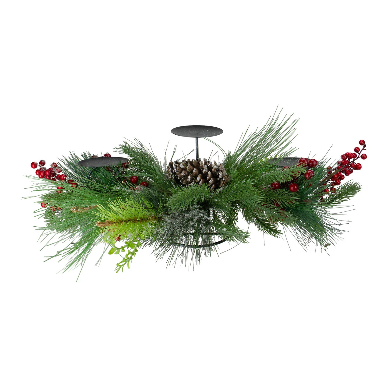 Northlight 32" Iced Mixed Pine, Berries And Pine Cones Christmas Pillar Candle Holder 1 Northlight 32" Iced Mixed Pine, Berries And Pine Cones Christmas Pillar Candle Holder