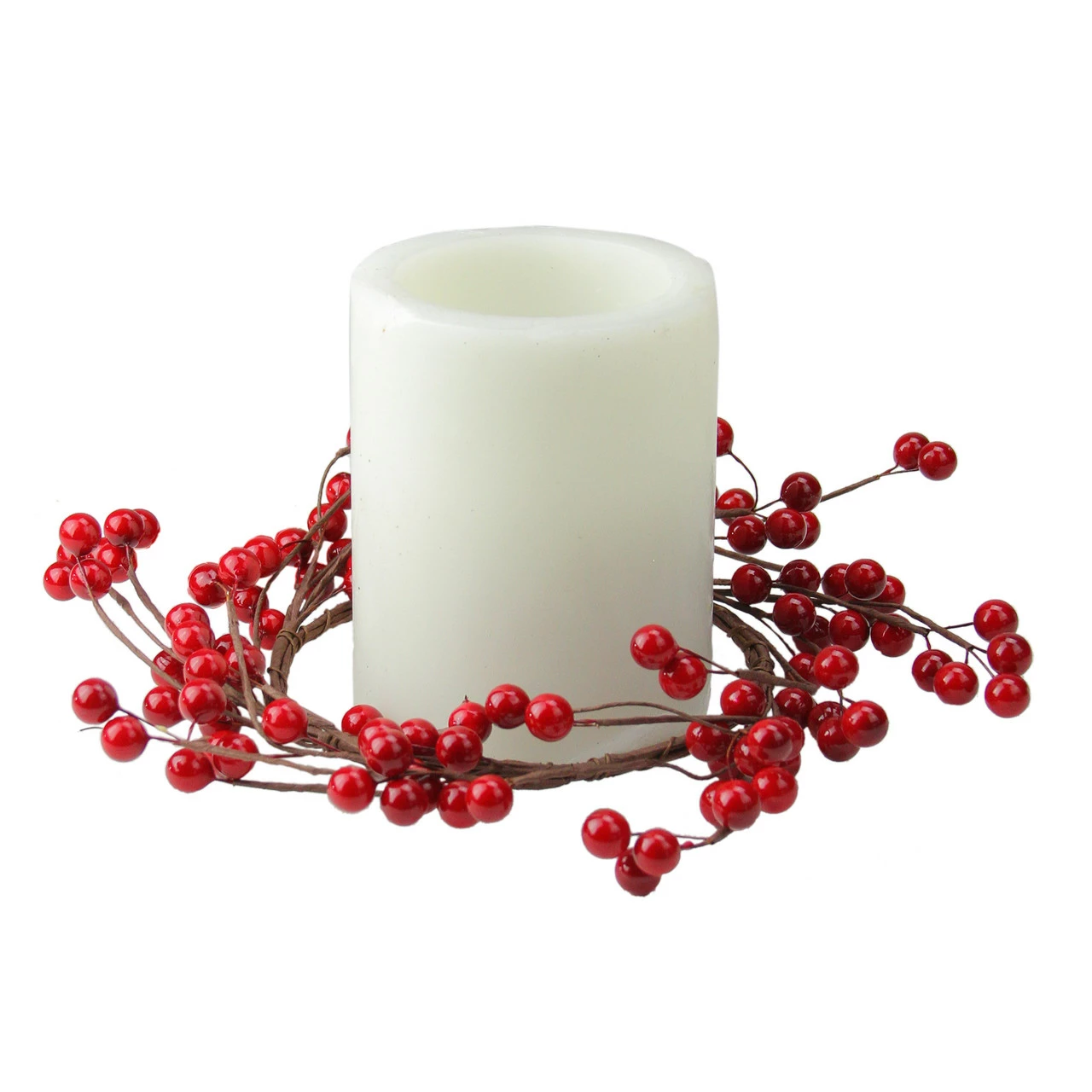 Northlight 9" Shiny Red Berries Artificial Christmas Candle Holder Ring