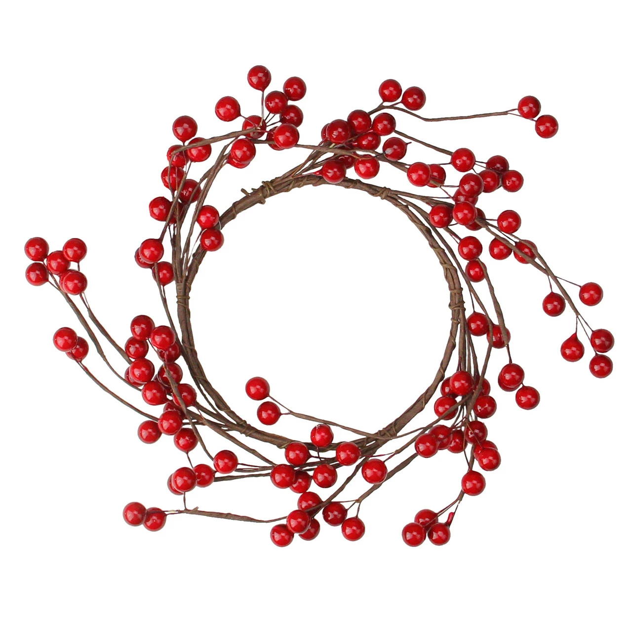 Northlight 9" Shiny Red Berries Artificial Christmas Candle Holder Ring - Image 2