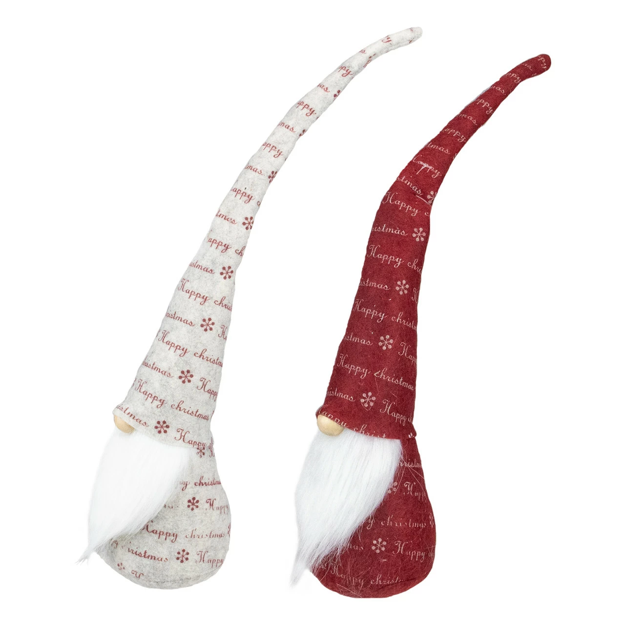 Northlight Set Of 2 Red And Ivory Happy Christmas Gnomes 18" 2 Northlight Set Of 2 Red And Ivory Happy Christmas Gnomes 18" - Image 2