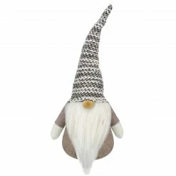 Northlight 12" Brown And White Standing Christmas Gnome Tabletop Decor