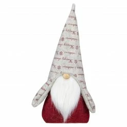 Northlight 12" Red And Gray "Happy Christmas" Gnome Figure