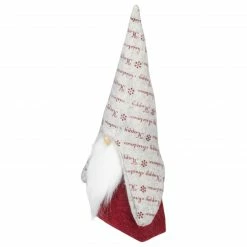 Alternative view of Northlight 12" Red And Gray "Happy Christmas" Gnome Figure