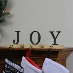 Northlight Set Of 3 Metal And Wood “JOY” Weighted Christmas Stocking Holder 6“ -Northlight Shop northlight wy15248 3 77958.1587644143